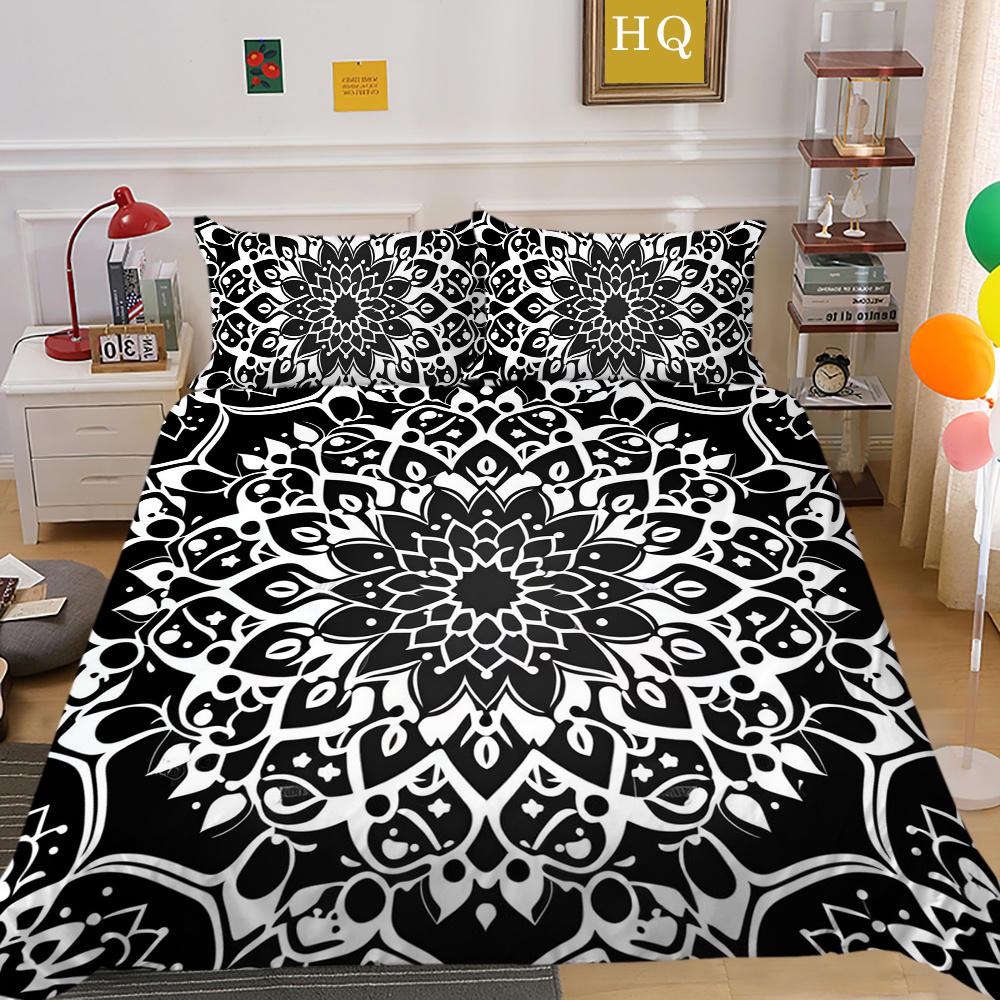 Zestaw poszewek na kołdrę 3D w kolorze czarnym Paisley King Size Home Textiles Girl Bedspread Luxury Bedding Cover Set