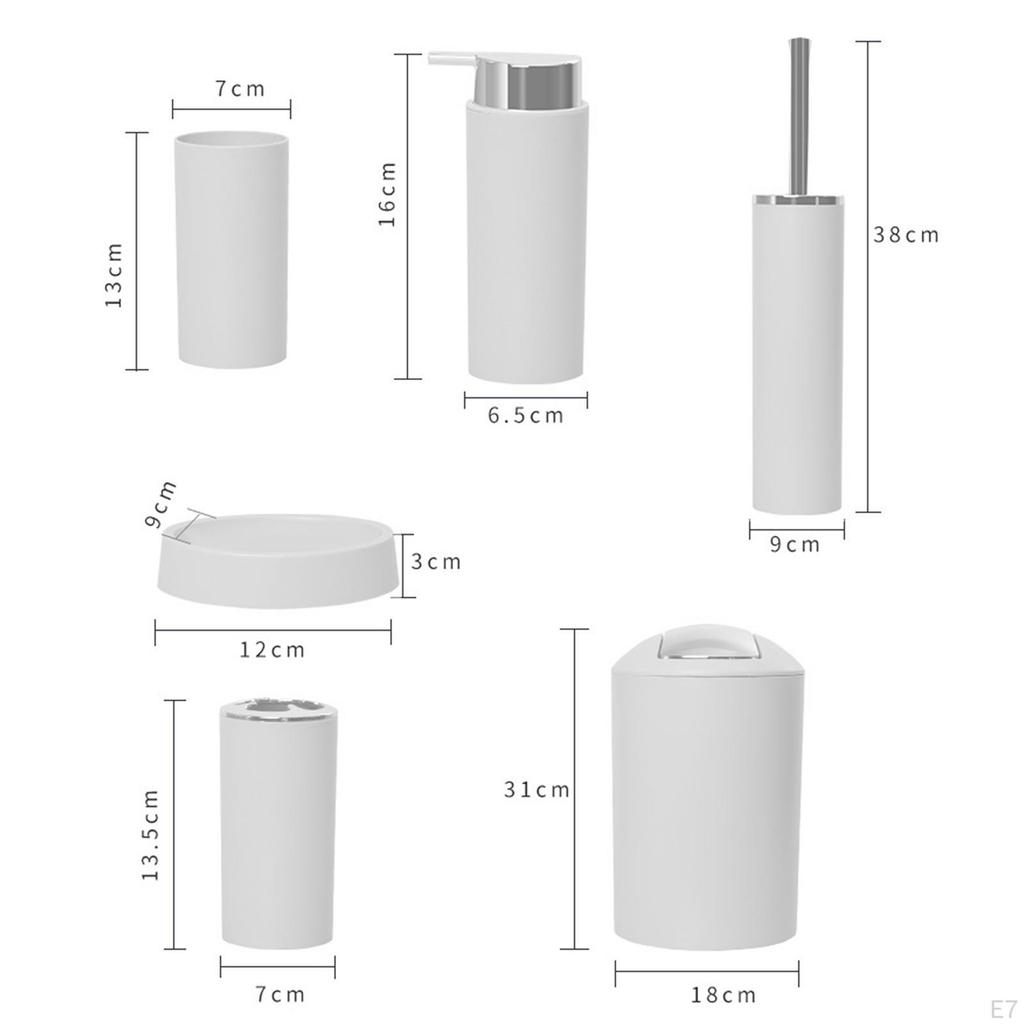 6 Pieces Bathroom Accessories Set Supplies Easy to Clean Home Apartment Use Soap Dish