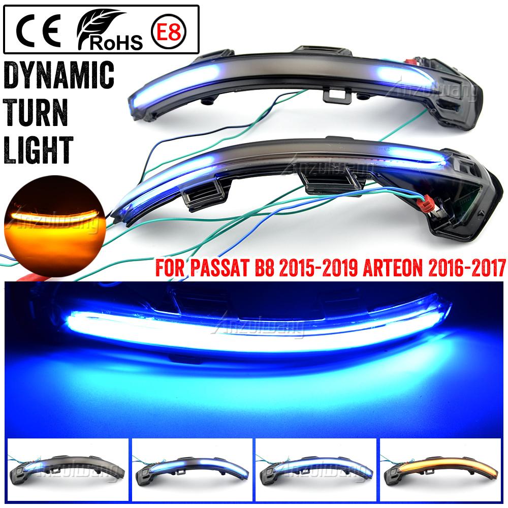 2Pcs Side Mirror Indicator Sequential Blinker For VW Passat B8 Arteon 2015 2016 2017 2018  Dynamic LED Turn Signal Light