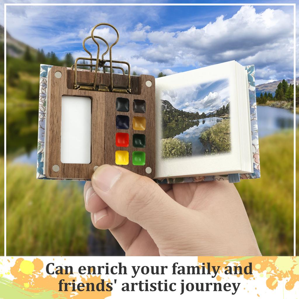Portable Watercolor Palette Set Mini Travel Paint Palette with Clip Watercolor Paint Boxes Art Painting Square Tray for Students