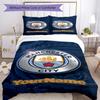 Manchester City Personalizează-ți numele Set de lenjerie de pat Husa de pilotă respirabilă cu fețe de pernă Decor pentru casă Cadou de ziua de naștere
