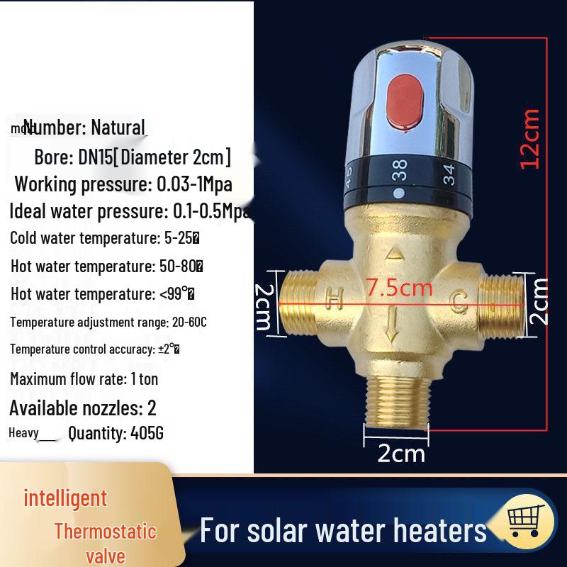 1/2 NPT European Brass Thermostatic Valve for Surface-Mounted Solar Water Heater - Automatic Temperature Control Mixing Valve