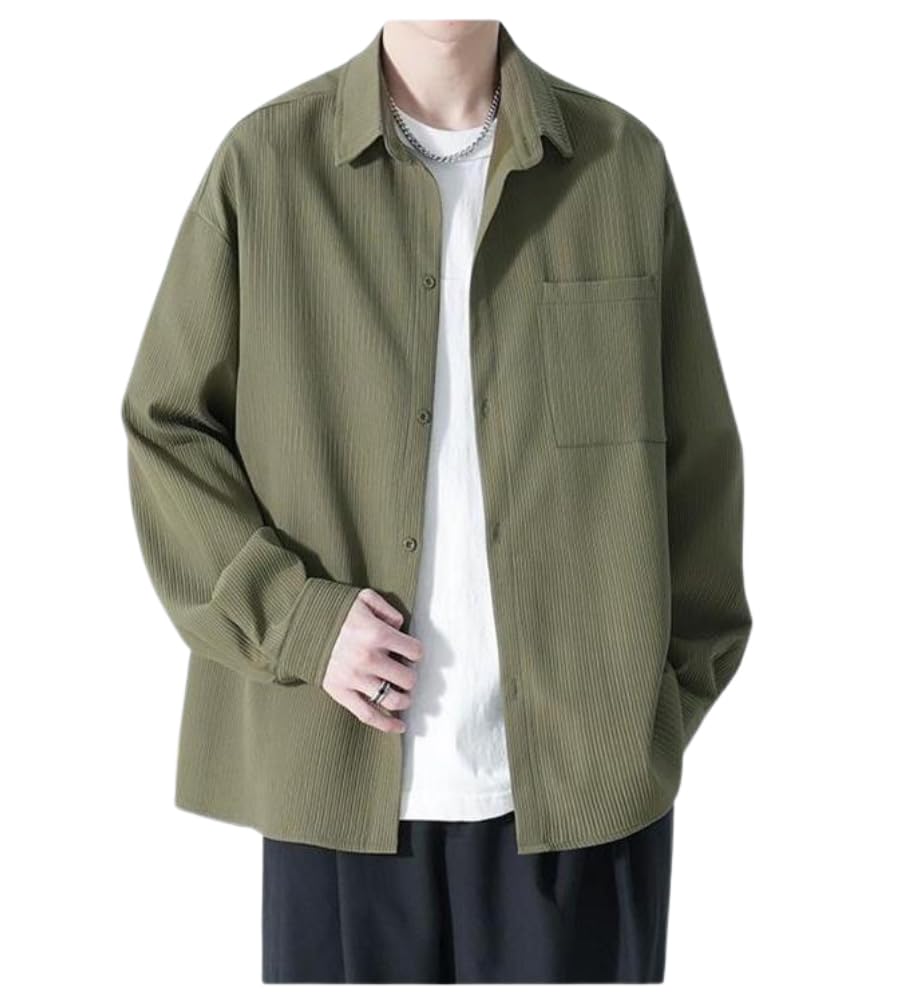 Long Sleeve Dress Plus Loose Solid [foveitaa] Men's Shirt, Spring/Autumn Wear, Sizes, Business/Casual, Fit, Stylish, Lightweight, Soft, Cool, Color,