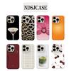 Ins Korean Style Leopard wine glass Phone Case for iPhone 17 16 15 14 13 12 11 Air Pro Max Plus Luxury Double-layer Back Cover