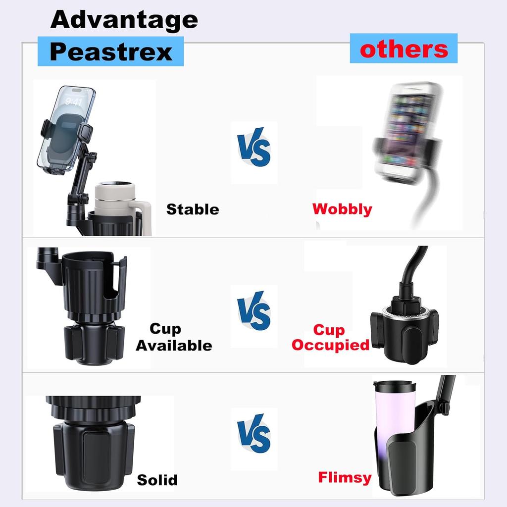 Cup Holder Phone Holder for Car Bottle Available Cup Holder Phone Mount Cradle with 360 Degree Long Arm for iPhone Galaxy Google 4 To 7in