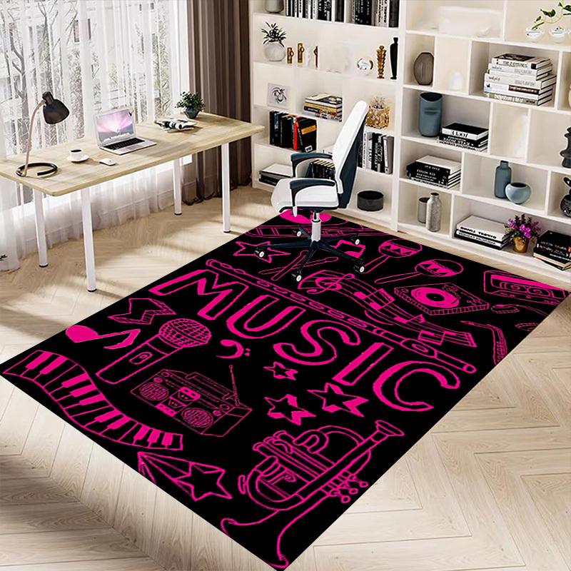 1PC Music Instruments Extra Large Non Slip Floor Carpet, Office, Family, Bedroom, Studio Large Area Rug Indoor Rugs, , Vibrant Colors