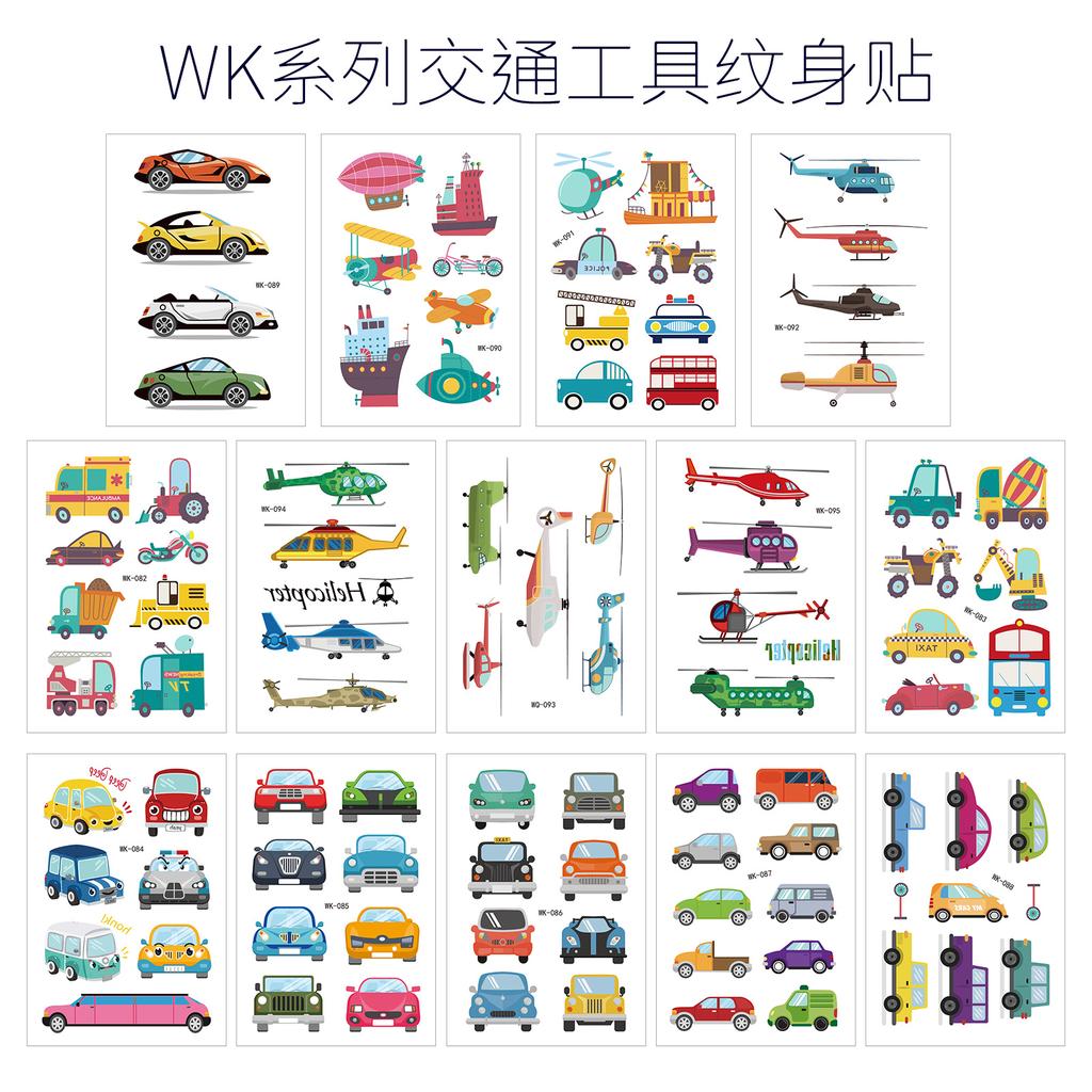 Kinder Cartoon Baustellenfahrzeug Tattoo Aufkleber, Junge Weltraum Bagger Roboter Auto Gesichtsaufkleber