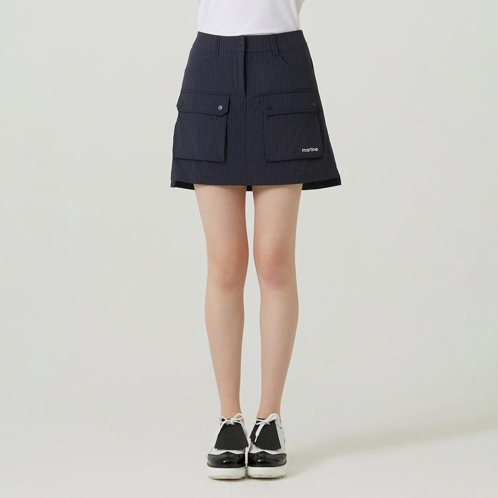 MARTINE GOLF Out Pocket Stripe Pattern Culotte_Navy