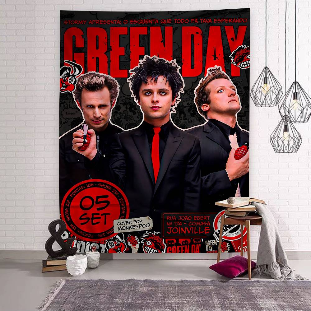 Rock Band GGreen Day Bedruckter Großer Wandteppich Kunst Science-Fiction-Zimmer Heimdekoration Dekor Decke