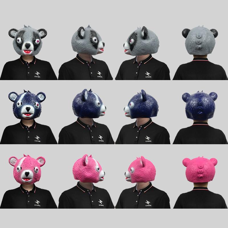 Whimsical Raccoon Head Mask In Pink Blue And Gray Colors Perfect For Kids And Adult Celebrations