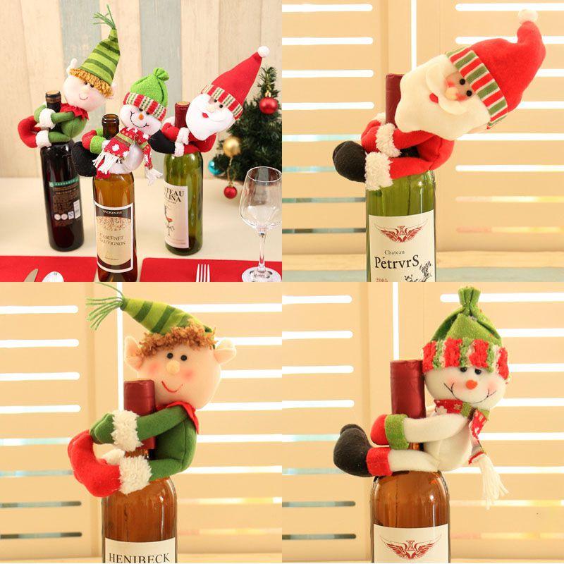 Snowman Christmas Santa Elf Wine Bottle Cover Table Party Decor Xmas Ornaments