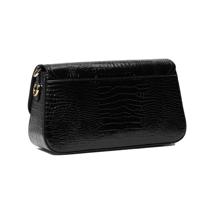 Michael Kors Mk Parker Commuter Crocodile Embossed Leather Shoulder Bag Women Shoulder Bag Black 30S3G7PC2E-001
