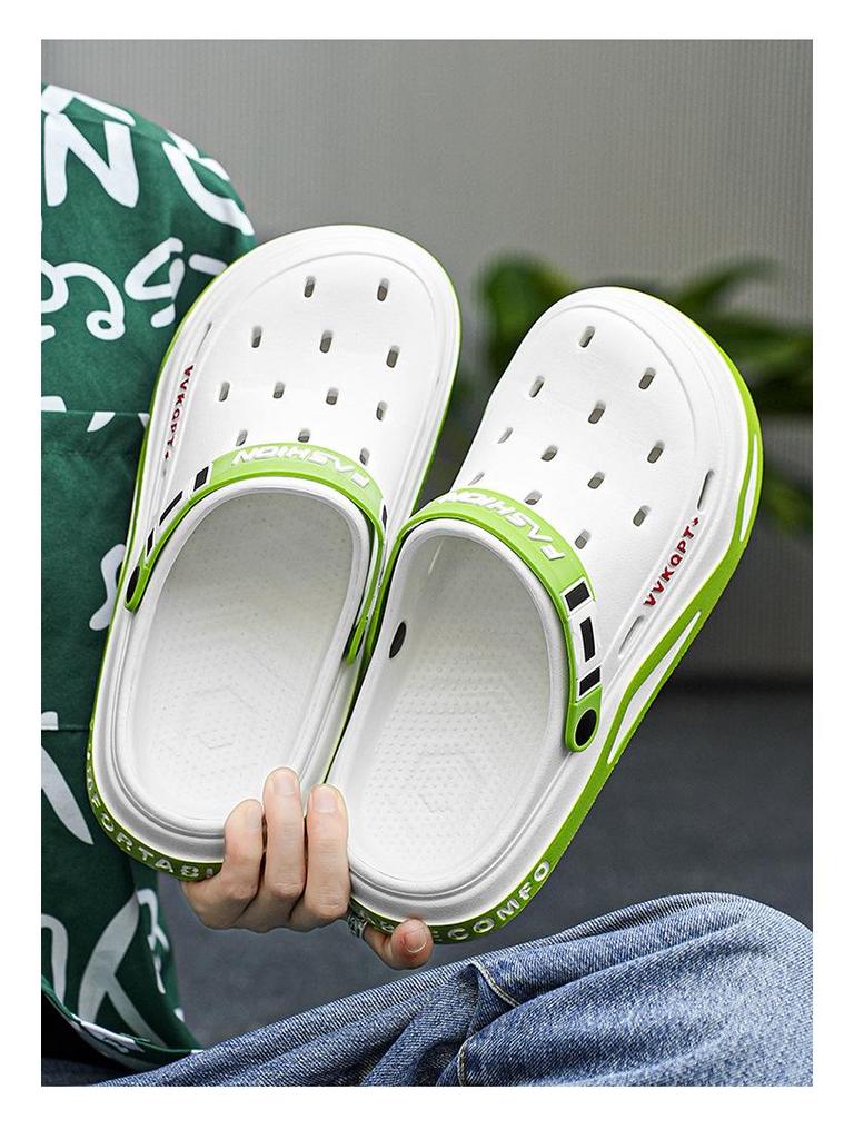 סנדלי אי.וי.איי קיציים נושמים לגברים: נעלי חוף קלות משקל, סוליה רכה, בוהן סגורה, לשימוש כפול