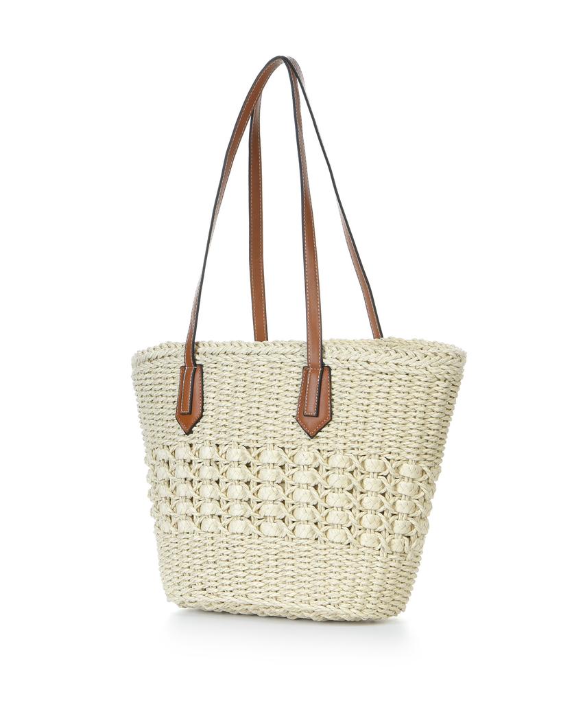 The-Abon Beach Natural Basket Shoulder Bag Beige