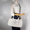 PRADA Canapa Handbag 1BG439 Triangle With Logo Light gray denim Women Used