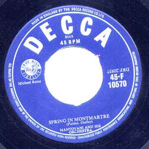 

7inch Record MANTOVANI & HIS ORCHESTRA - Spring in Montmartre 45F10570 Decca UK Classical Used