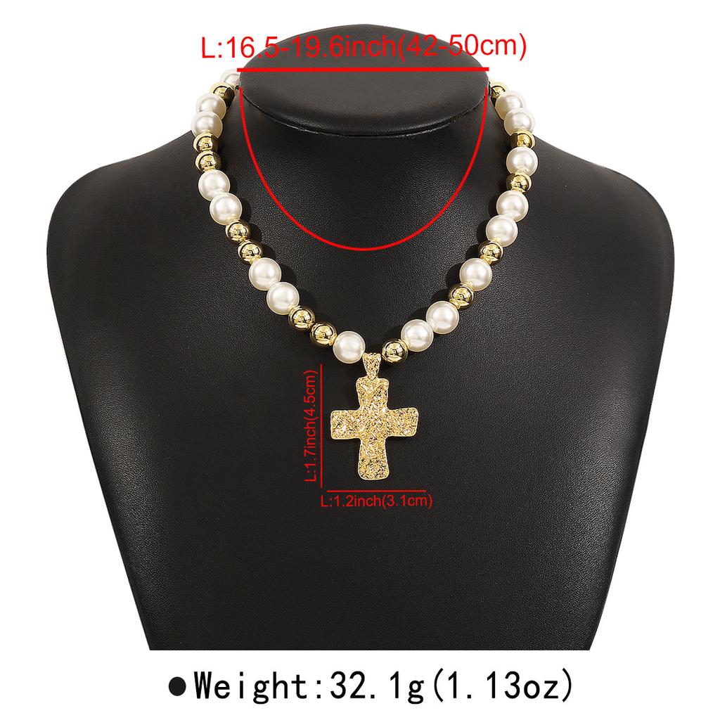 New Arrival Pearl Cross Patchwork Necklace Personalized Niche Design Clavicle Chain