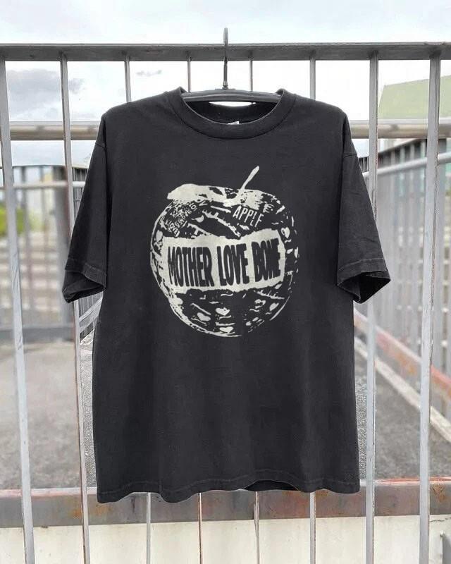 Mother Love Bone Apple Logo Unisex Black Cotton T-Shirt