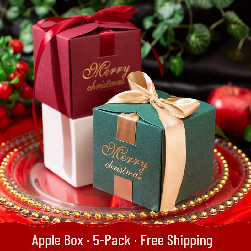 Christmas Apple Gift Box for Kids - Creative Holiday Packaging with Candy Bag