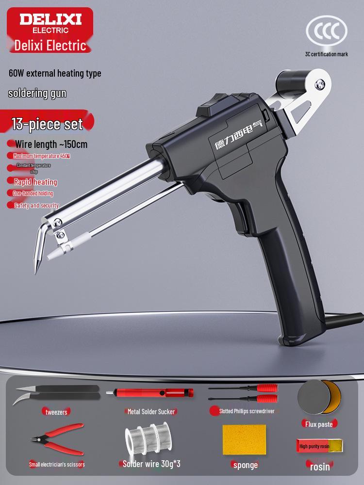 DELIXI Electric Auto-Feed Soldering Iron with Digital Display & Adjustable Temperature