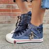 Scarpe alte in tela di jeans versione coreana da donna scarpe casual primavera e autunno nuove retrò taglie grandi scarpe da skate cerniera