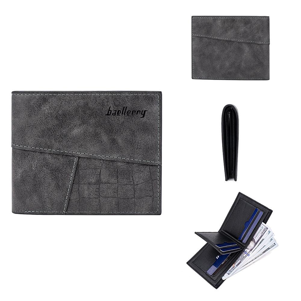 

Baellerry Европейский и американский стиль мужской винтажный крокодиловый узор RFID кошелек пэчворк сложенный горизонтальный короткий держатель для карт чёрный