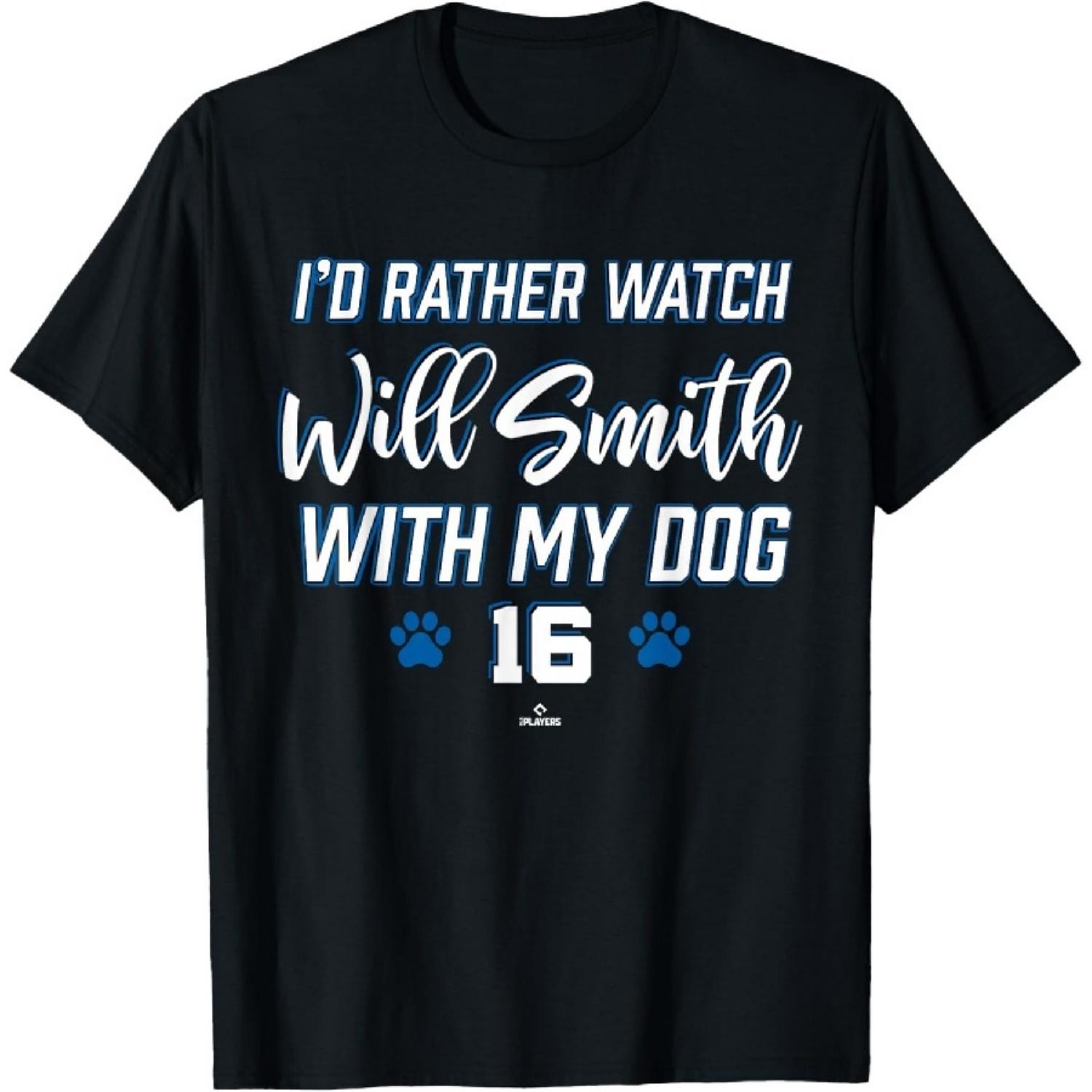 With My Dog Will Smith Los Angeles Baseball MLBPA T-Shirt1 S