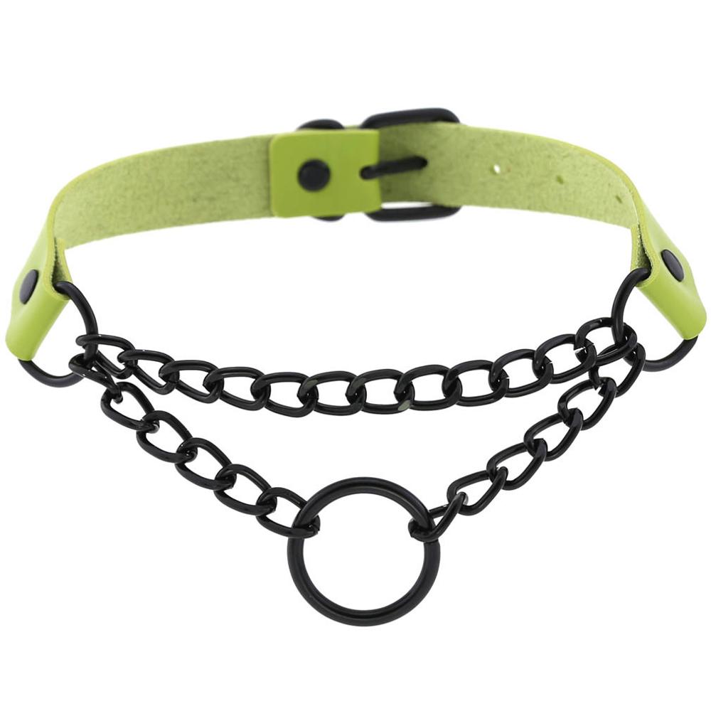 Black Gothic O Chain choker collar harajuku Punk Choker women girls black leather chocker emo Kawaii witch jewelry