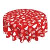 Christmas Red Tablecloth with Holiday Prints 150cm Round Polyester Tablecloth Stain-Resistant & Fade-Proof Dinner Cloth for Indoor Outdoor Use