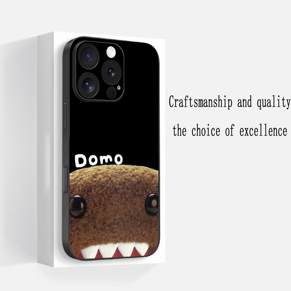 Domo kun cute cartoon anime pattern Phone Case For iPhone 17 16 e 15 14 13 12 Plus Mini Pro Max Soft black Shockproof Cover