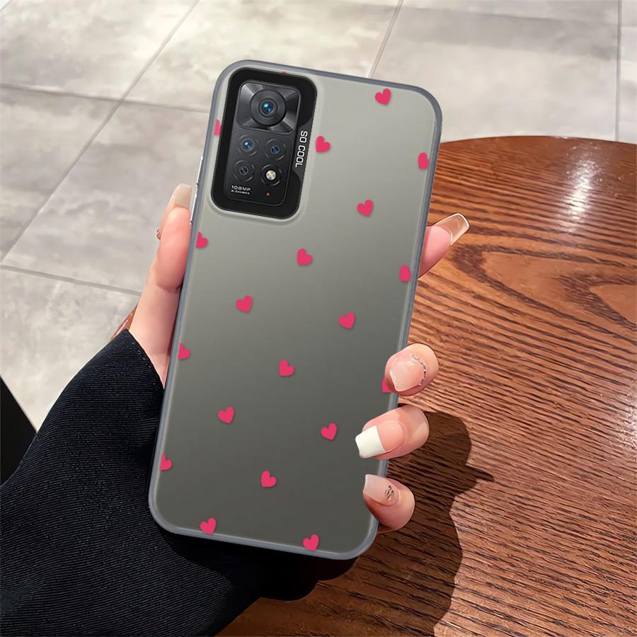 Soft Cover Phone Case for Xiaomi Redmi Note 10s 11s 12 13 14 Pro Plus 10 11 Pro Black Love Heart