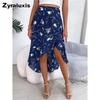 Spring/Summer Floral Asymmetrical Ruffled Midi Skirt for Women's  Clothing