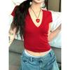 V-neck Short Sleeve Casual Women T Shirts Black Summer Skinny Sexy Solid Basic Crop Fashion Streetwear