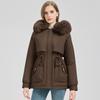Ladies Winter Hooded Shearling Parka Down Jacket Mid-Length