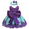 Children's Lace Color Block Birthday Bow Dress