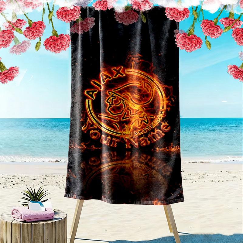 AFC Ajax Custom Name Print Beach Towel, Large Soft Quick Dry Towel for Beach Camping Swimming