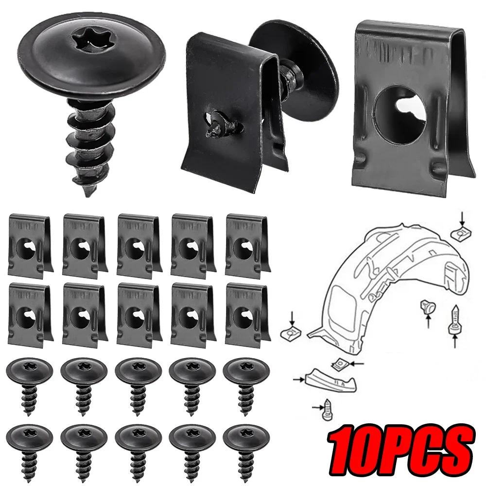 100pc Car Motorcycles Metal Screw Tapping Fastener Clip U-Type Clip with Screw Anti-rust Protection Clip Screw Buckle Iron Sheet