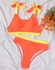 Costume da bagno da donna Colorblock con cravatta posteriore Bikini sexy a vita alta perizoma costumi da bagno brasiliani da spiaggia