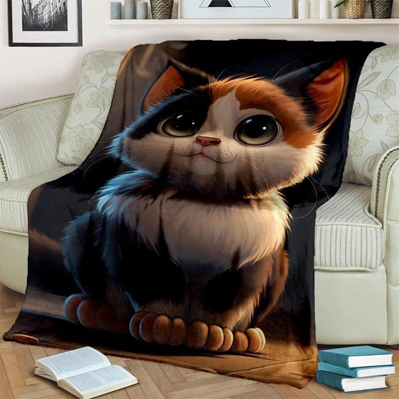 Roztomilá kočka kaliko, kočka Garfield, perská kočka, kreslená deka Ragdoll, měkká deka pro domácí ložnici přikrývka na pohovku pro děti