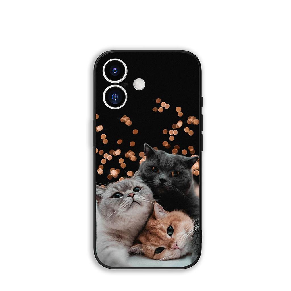 For Apple iPhone 16 15 14 Plus 13 12 Mini 17 Pro Max + 16E Air 16+ ProMax Phone Cover Case Cute Cat Meow