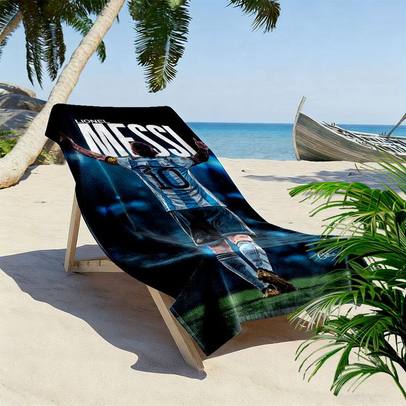 Messi Valor Print Strandtuch, Großes Weiches Schnelltrocknendes Handtuch für Strand Camping Schwimmen