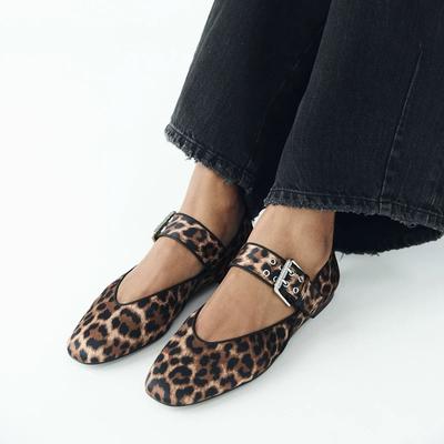 Leopardenmuster Ballerinas Damen Sandalen Marke Designer Neu Leder Freizeitschuhe 2025 Trend Sommer Goth Party Mode Femme
