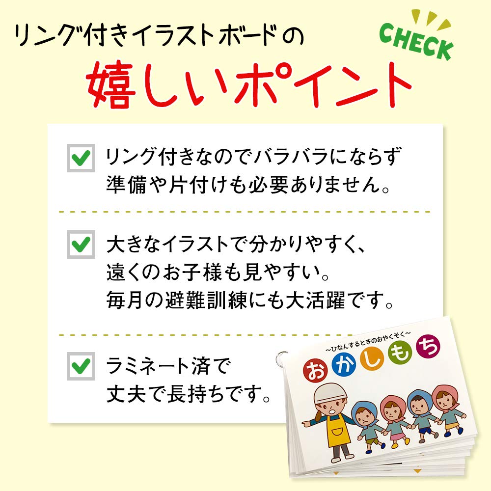 Illustrated Panel Board [Okashimochi] Fire Evacuation Practices, Disaster Prevention, Evacuation Drills, Ready to Use, Indoor/Outdoor Use