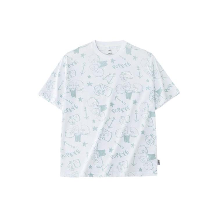 Anta x POPEYE T Shirt Men s Pure White/All Over Print 152428155-1 M