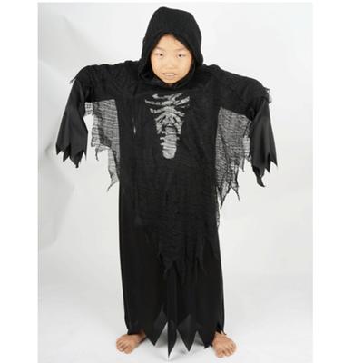 Scream Skeleton Kids Costume Boys Girls Hooded Robe Spooky Halloween Dress Up S Size