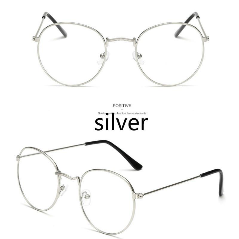 Retro Glasses Frame Harajuku Metal Round Flat Mirror Men and Women Literary Round Frame Decoration