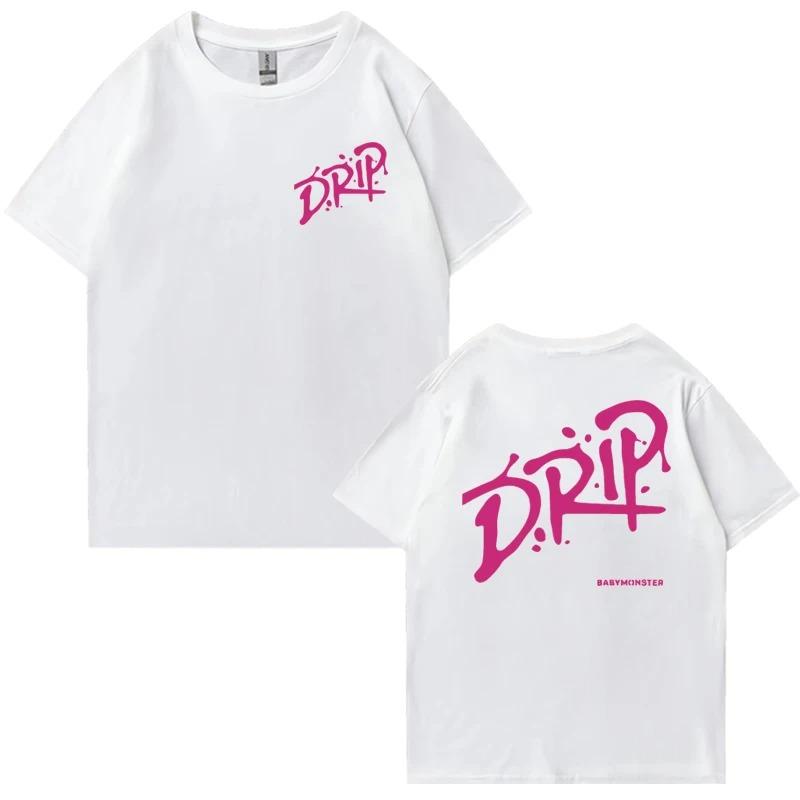 

Babymonster Drip Album World Tour 2026 Double Sided Print Short Sleeve T-shirts Men Women Cotton Black Tops Unisex T Shirt 4XL