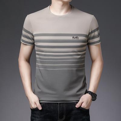 Sommer Herren T-Shirt Kurzarm Jugendmode Gestreifter Rundhals Halbarm Neues T-Shirt Trendy Herren Tops