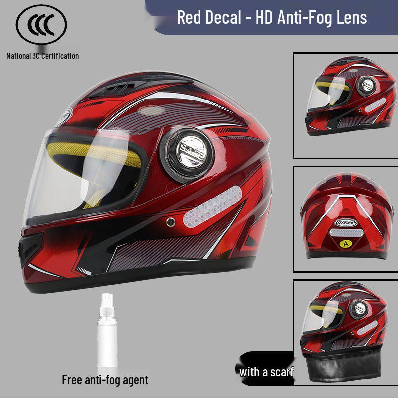 New 3C-Certified Full Face Motorcycle Helmet - Double Lens, All-Season, Cool, Cold-Proof, Rain-Proof, Unisex.