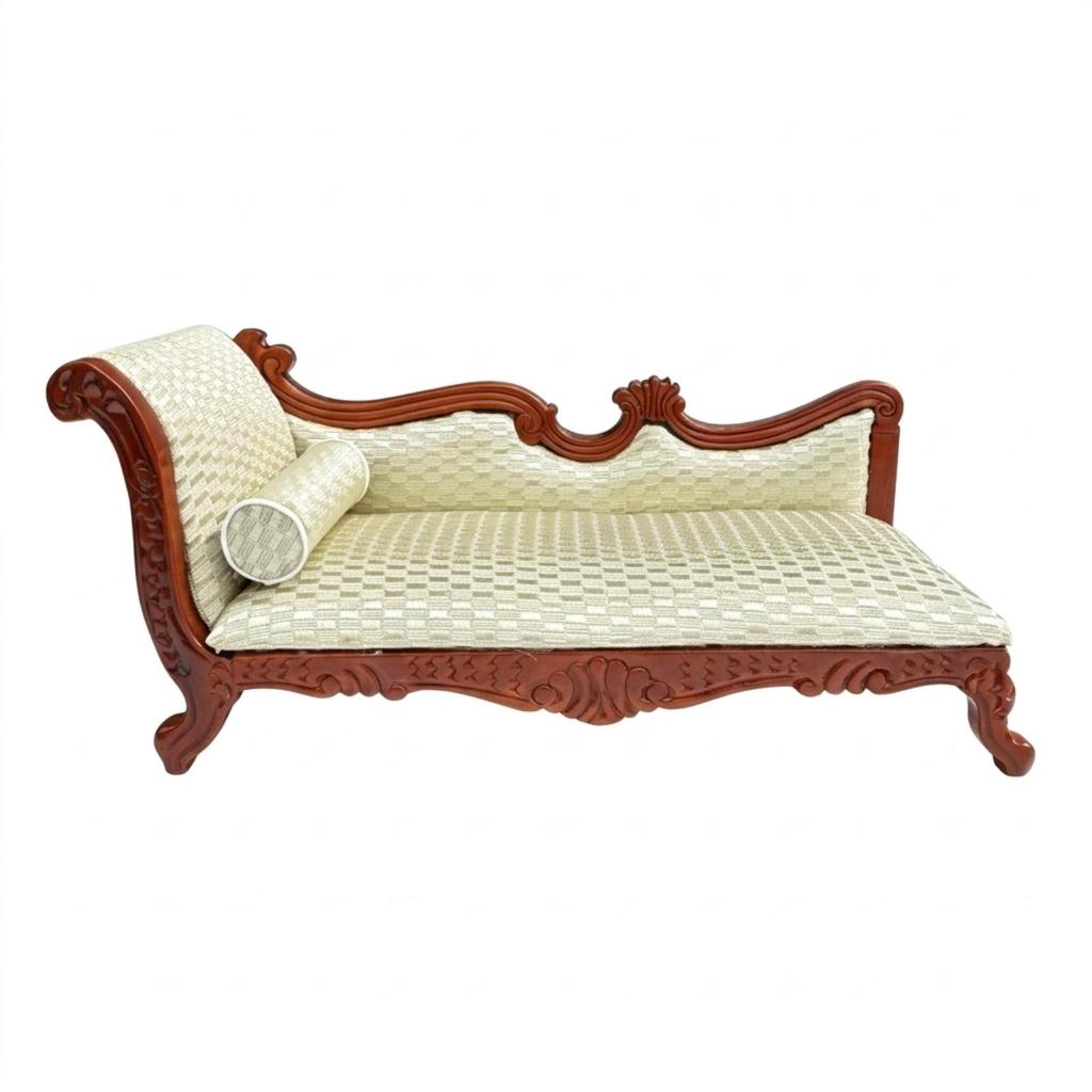 Miniature Chaise Longue 1:12 Scale Upholstered Couch with Pillow for